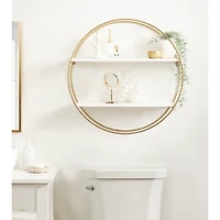 Round White Wood Sequoia Wall Shelf