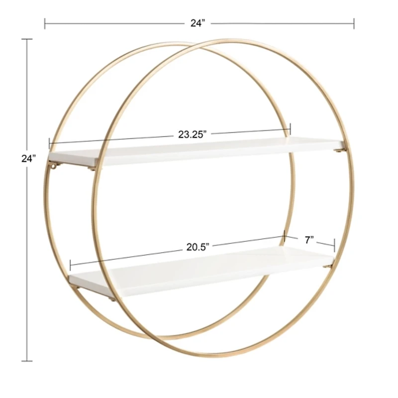 Round White Wood Sequoia Wall Shelf