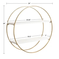 Round White Wood Sequoia Wall Shelf