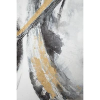 Gray and Gold Abstract Framed Canvas Art Print