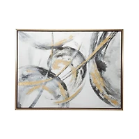 Gray and Gold Abstract Framed Canvas Art Print