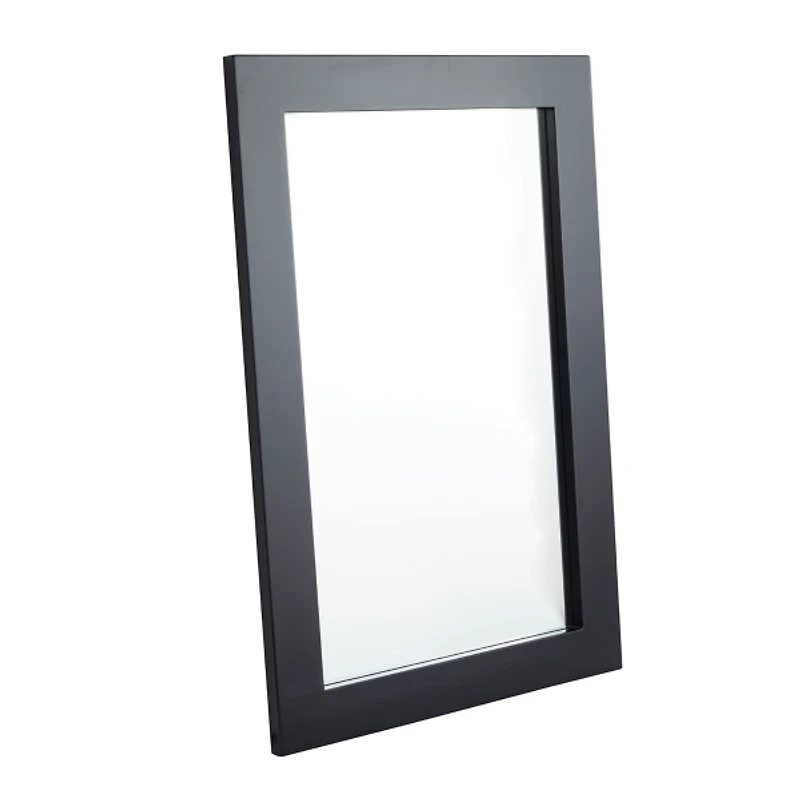 Black Rectangular Wood Wall Mirror, 24x36 in.