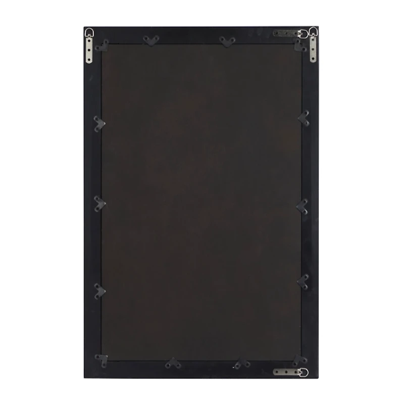Black Rectangular Wood Wall Mirror, 24x36 in.