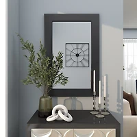 Black Rectangular Wood Wall Mirror, 24x36 in.