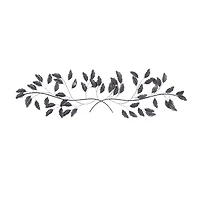 Blue and Gold Leaves Metal Wall Plaque