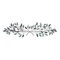 Blue and Gold Leaves Metal Wall Plaque