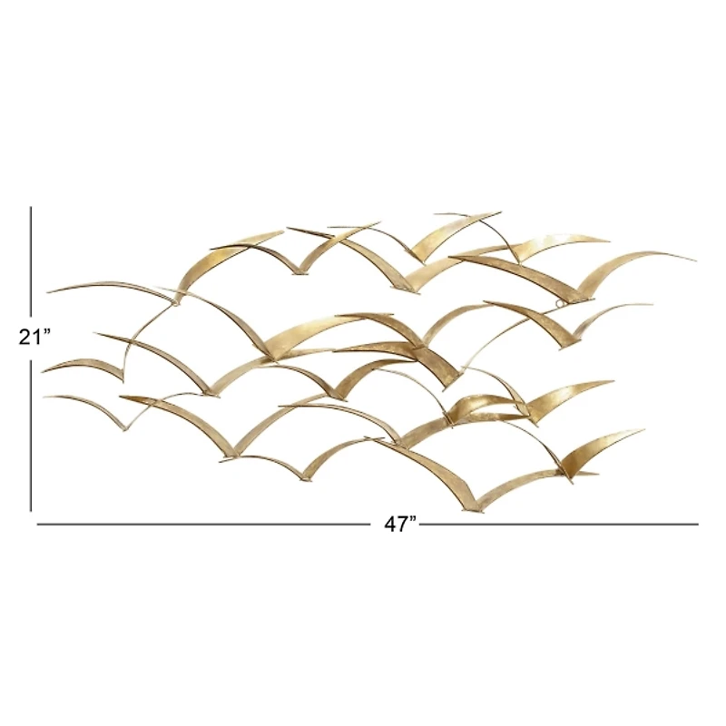Gold Metal Flock of Birds Wall Plaque