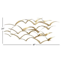Gold Metal Flock of Birds Wall Plaque