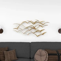 Gold Metal Flock of Birds Wall Plaque