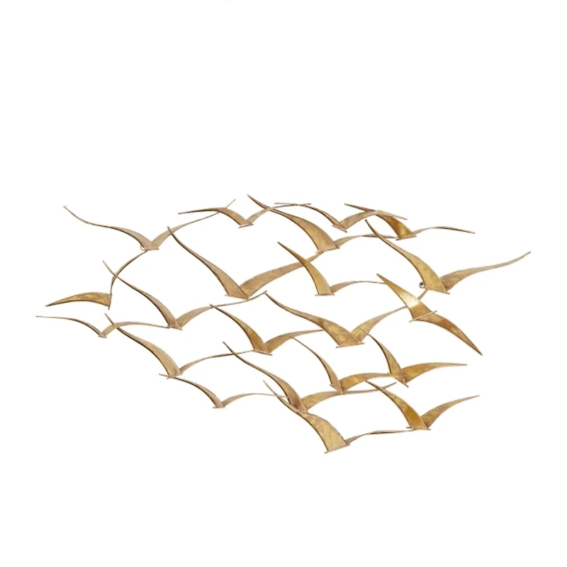 Gold Metal Flock of Birds Wall Plaque