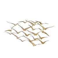 Gold Metal Flock of Birds Wall Plaque