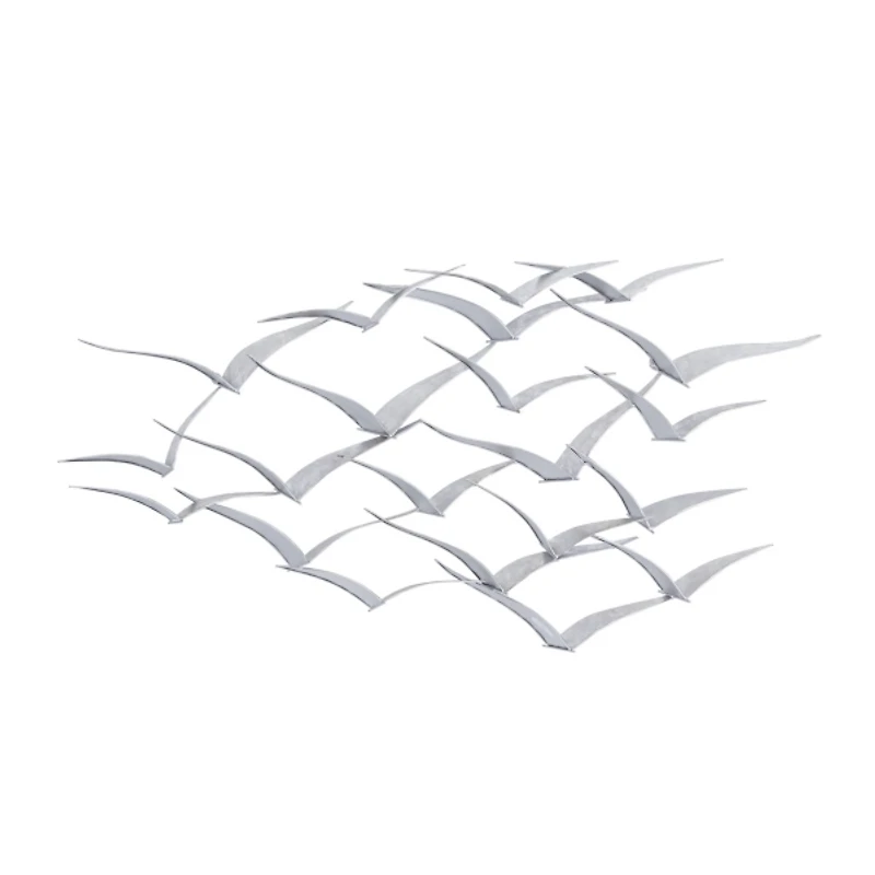 Silver Metal Flock of Birds Wall Plaque