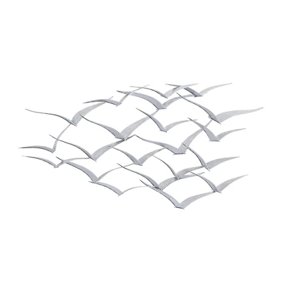 Silver Metal Flock of Birds Wall Plaque
