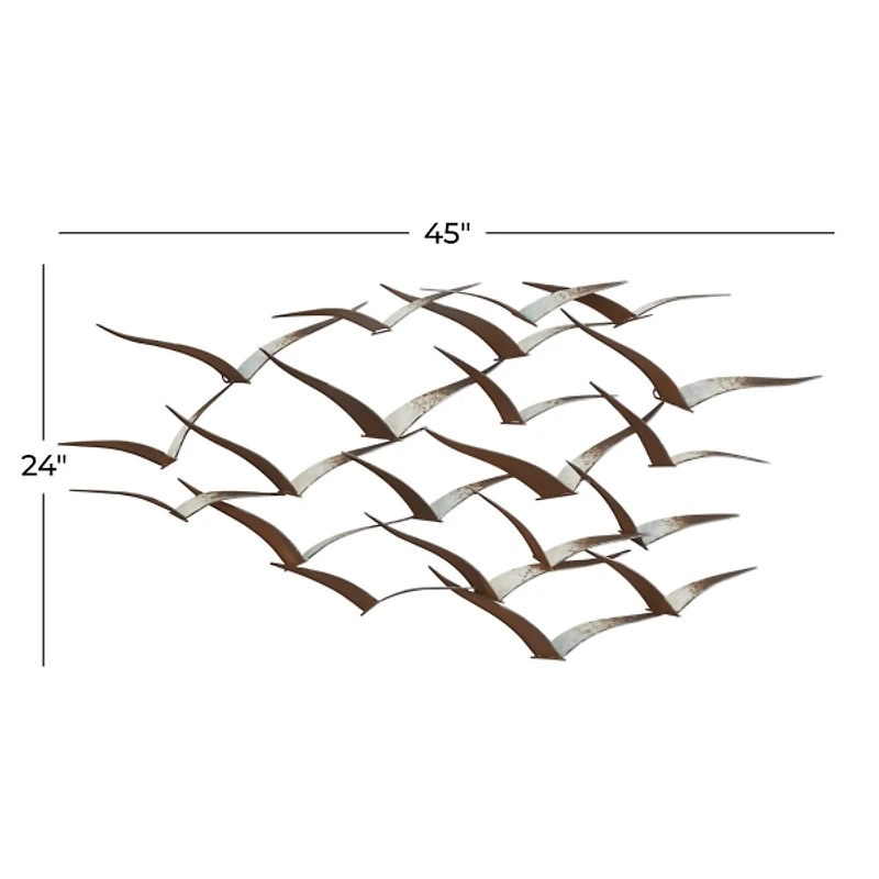 Distressed Brown Metal Flock of Birds Wall Plaque
