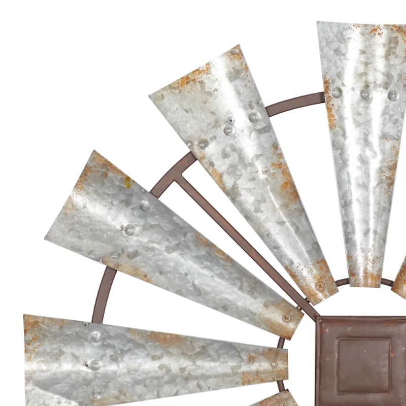 Silver Metal Windmill Wall Plaque