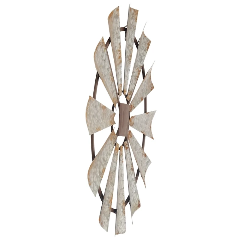 Silver Metal Windmill Wall Plaque