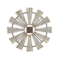 Silver Metal Windmill Wall Plaque