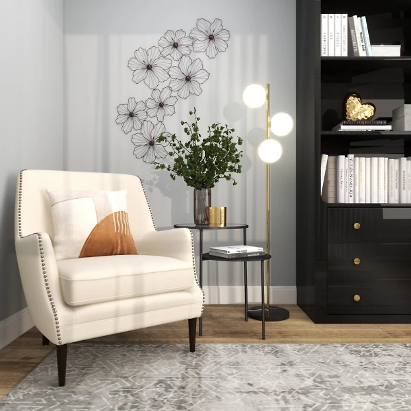 Black Metal Floral Wire Wall Plaque