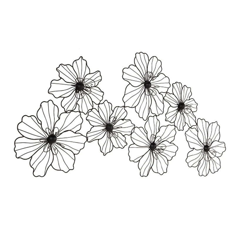 Black Metal Floral Wire Wall Plaque