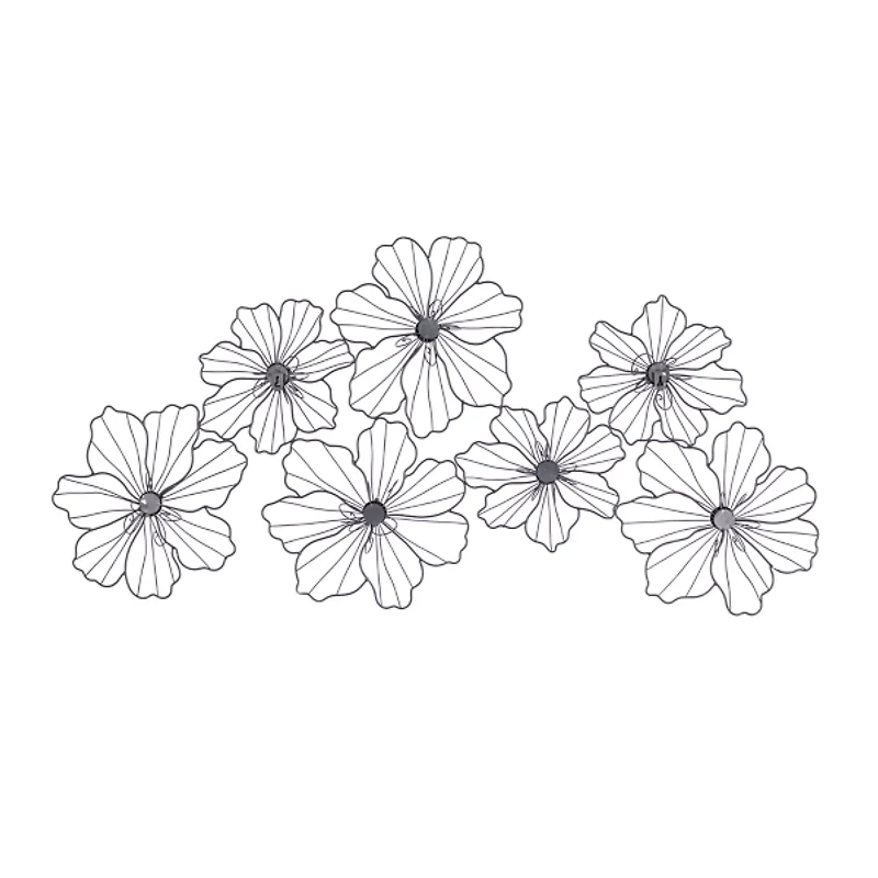 Black Metal Floral Wire Wall Plaque