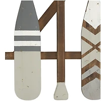 Gray Wood Arrow and Striped Paddle Wall Plaque