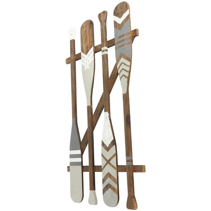 Gray Wood Arrow and Striped Paddle Wall Plaque