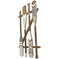 Gray Wood Arrow and Striped Paddle Wall Plaque