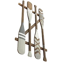 Gray Wood Arrow and Striped Paddle Wall Plaque
