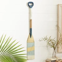 Blue Striped Wood Canoe Oar Wall Plaque