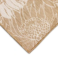 Sand Floral Blooms Outdoor Area Rug, 7x9