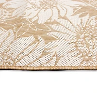 Sand Floral Blooms Outdoor Area Rug, 7x9