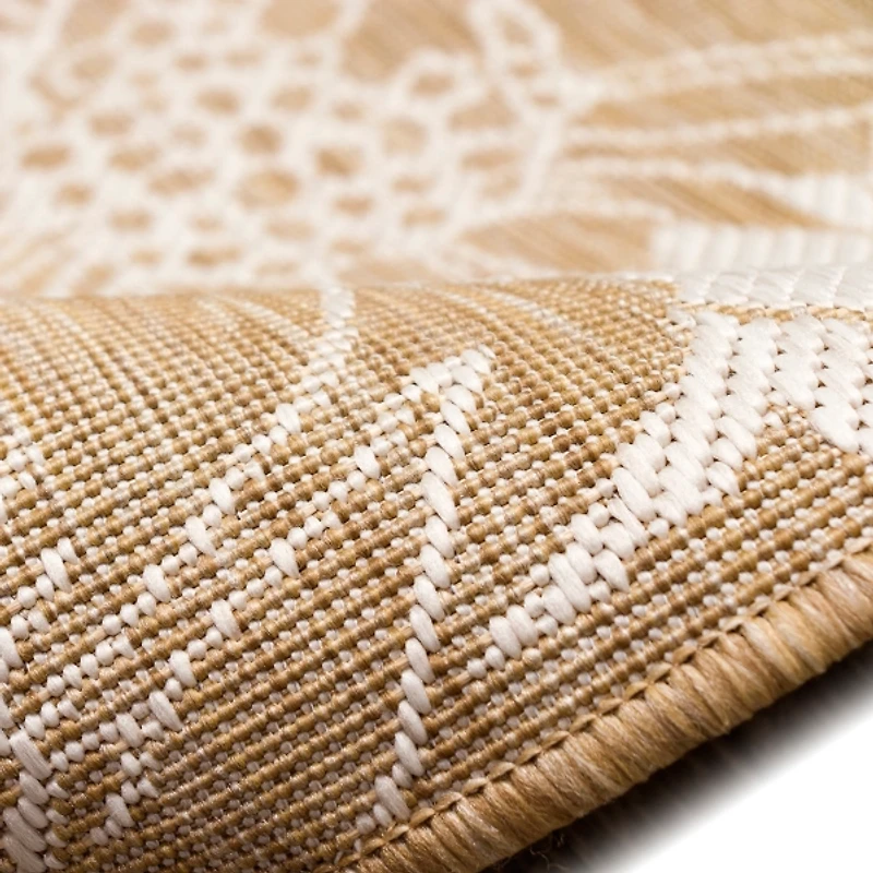 Sand Floral Blooms Outdoor Area Rug, 7x9