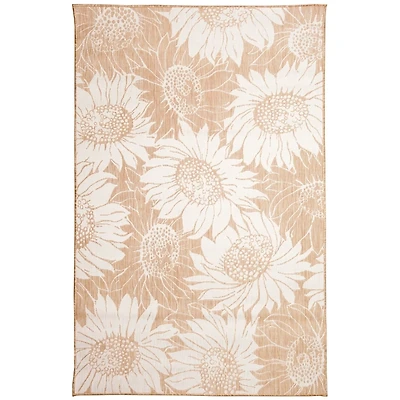 Sand Floral Blooms Outdoor Area Rug, 7x9