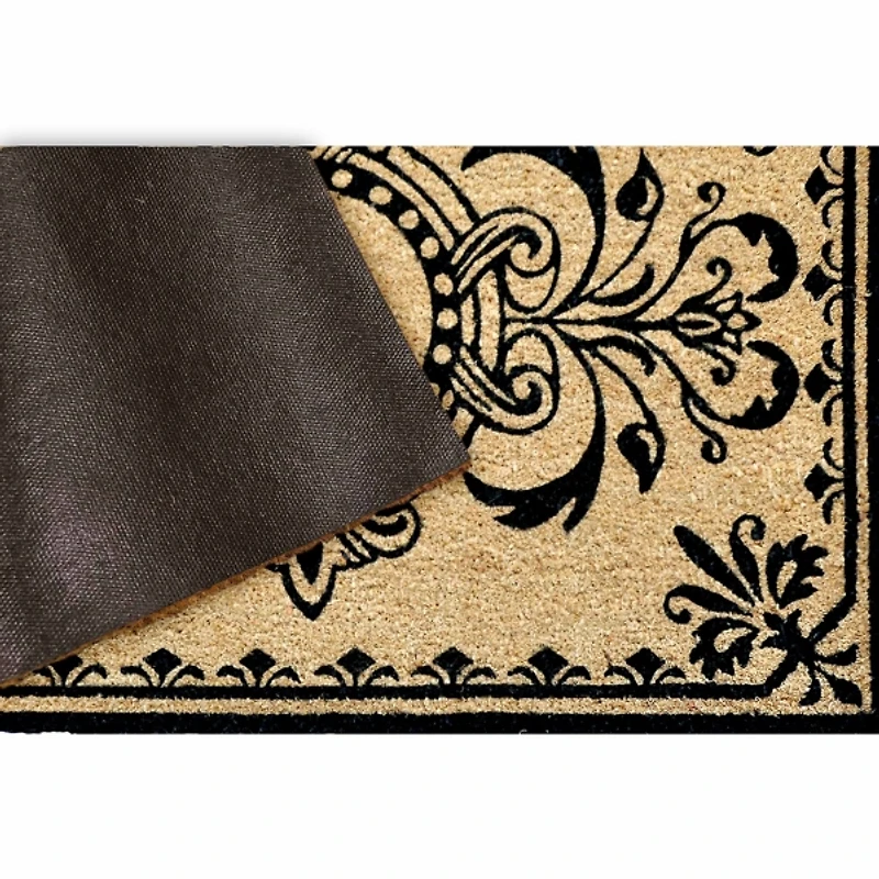 Black Fleur De Lis Monogram A Doormat