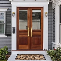 Black Fleur De Lis Monogram B Doormat