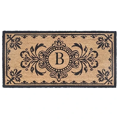 Black Fleur De Lis Monogram B Doormat