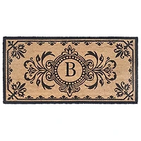Black Fleur De Lis Monogram B Doormat