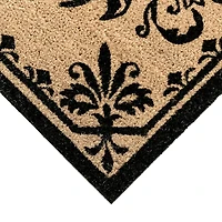 Black Fleur De Lis Monogram D Doormat