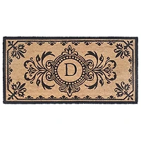 Black Fleur De Lis Monogram D Doormat