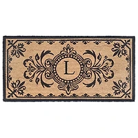 Black Fleur De Lis Monogram Doormat