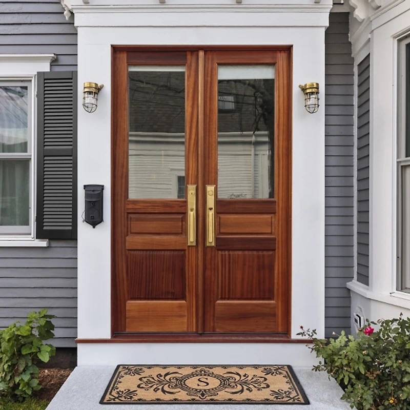 Black Fleur De Lis Monogram S Doormat