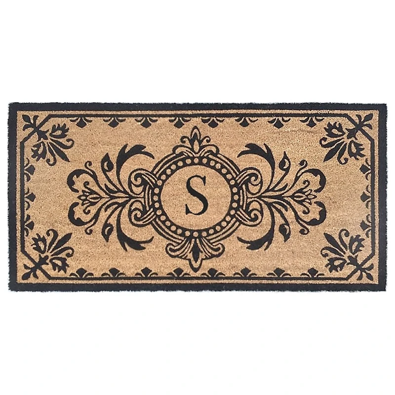 Black Fleur De Lis Monogram S Doormat