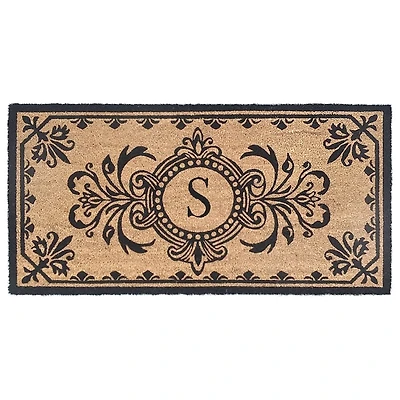 Black Fleur De Lis Monogram S Doormat
