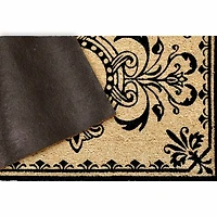 Black Fleur De Lis Monogram W Doormat