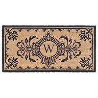 Black Fleur De Lis Monogram W Doormat