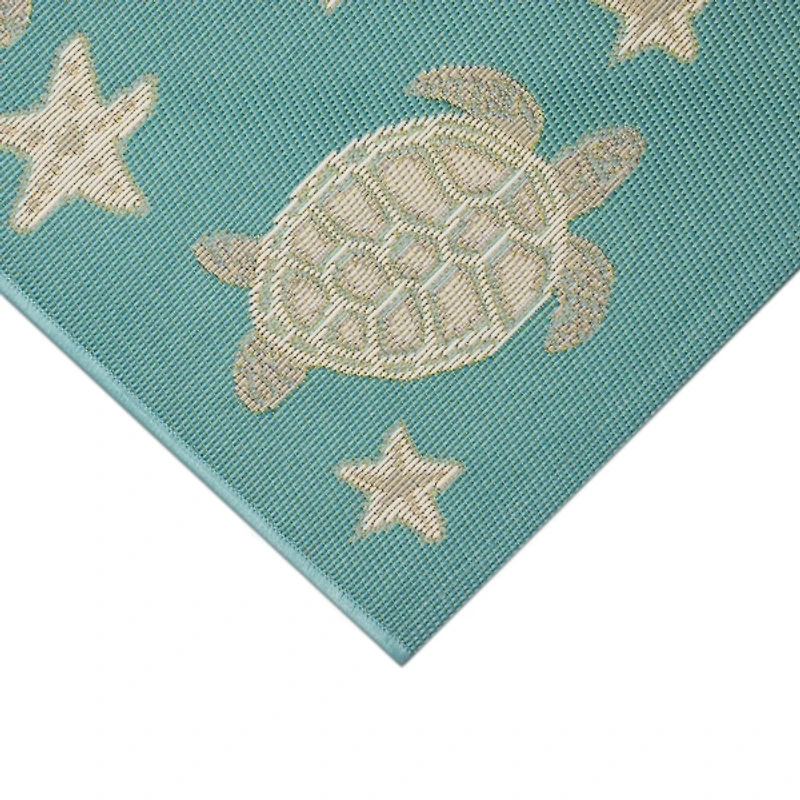 Turquoise Turtles Indoor/Outdoor Rug, 3x4