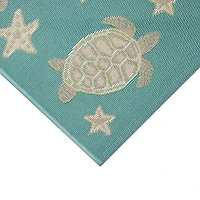 Turquoise Turtles Indoor/Outdoor Rug, 3x4