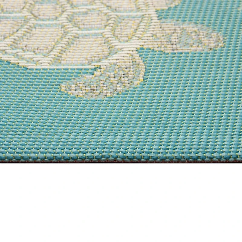 Turquoise Turtles Indoor/Outdoor Rug, 3x4
