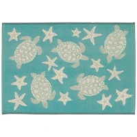 Turquoise Turtles Indoor/Outdoor Rug, 3x4