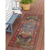 Red Medallion Indoor/Outdoor Runner, 1x4